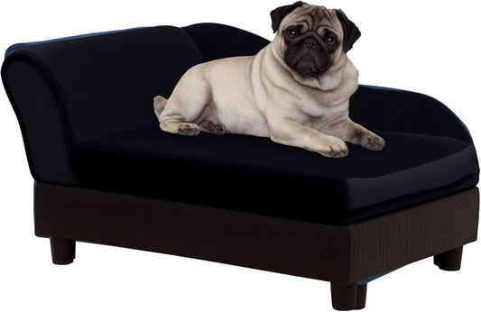 Pawhut Luxury Fancy Dog Couch with Hidden Storage for Puppies, Black