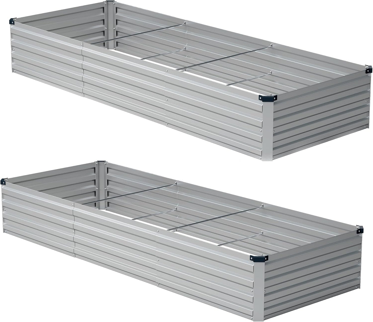 Zunatu 10X2X1Ft(2 Pack) Galvanized Raised Garden Bed