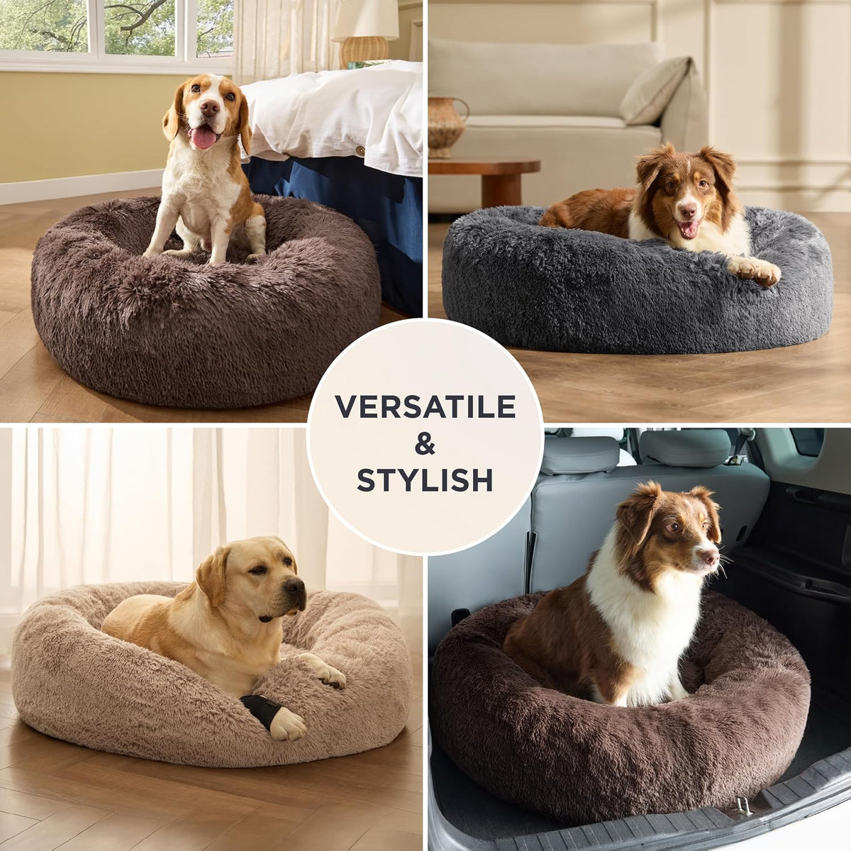Bedsure Supportmax® Calming Dog Beds Large Sized Dog Washable Pet Bed,36In