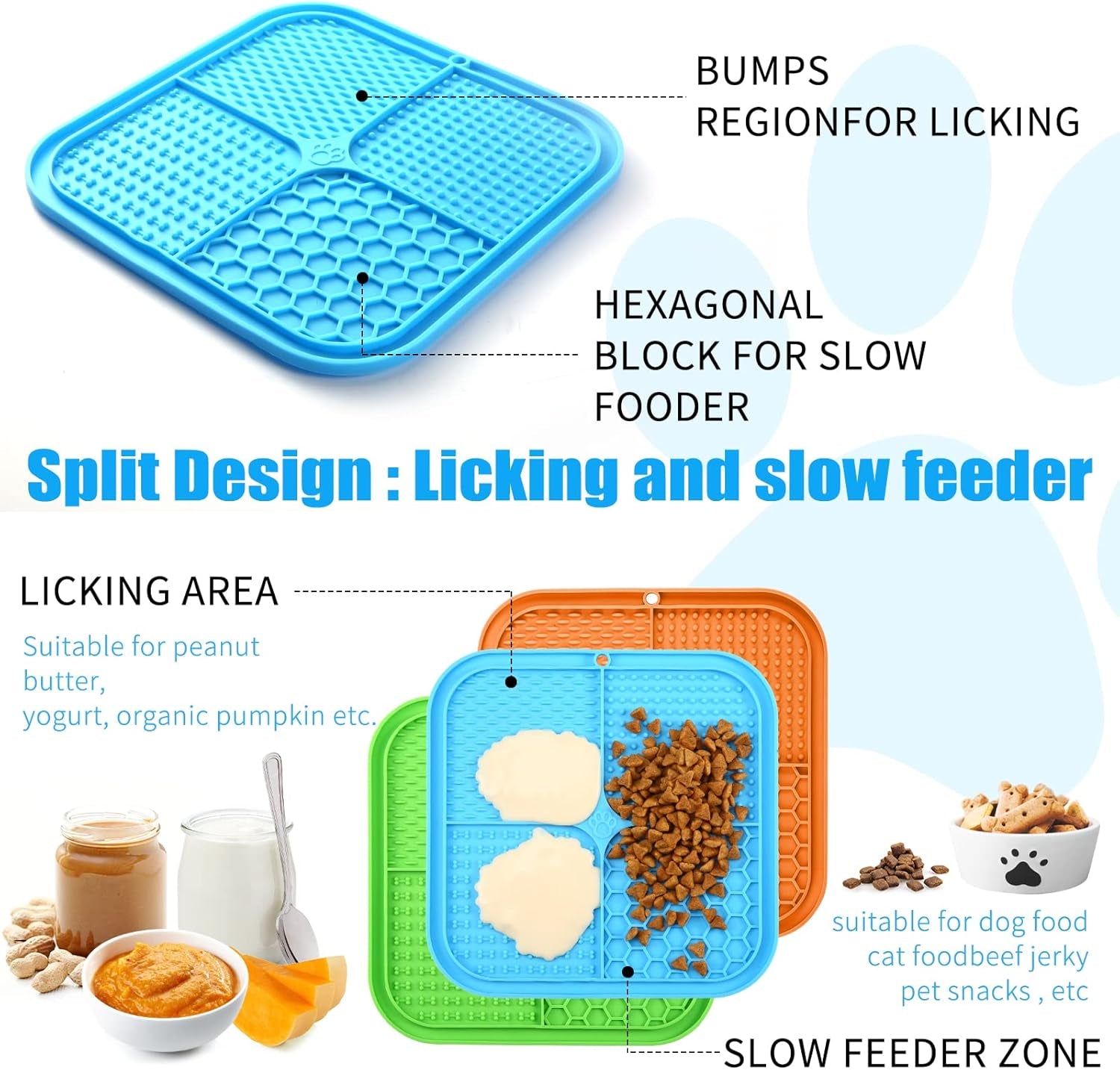 Honomastry Lick Mat for Dogs, Premium Lick Pad with Suction Cups for Dog Anxiety Relief, Slow Feeder Dog Bowls, Bathing, Grooming and Training.