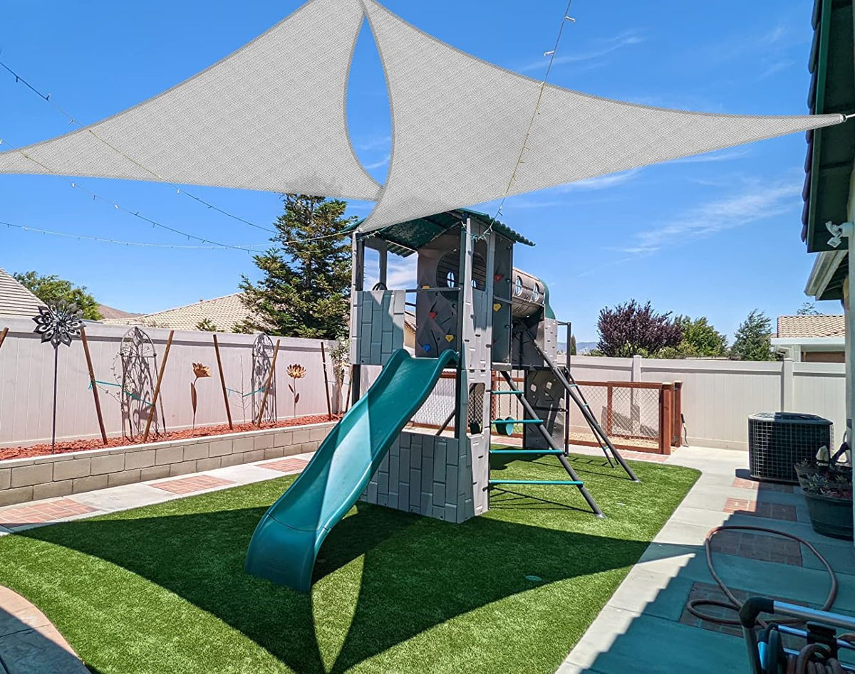 Coarbor 7' X 7' X 7' Sun Shade Sail Canopy Sunshade Outdoor Heavy Duty Triangle Fabric Cloth Screen for Patio Garden Yard Deck Pergola Canopy Light Grey