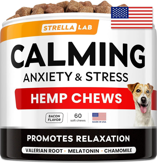 Hemp Calming Chews for Dogs - Stress&Anxiety Relief, Travel&Separation