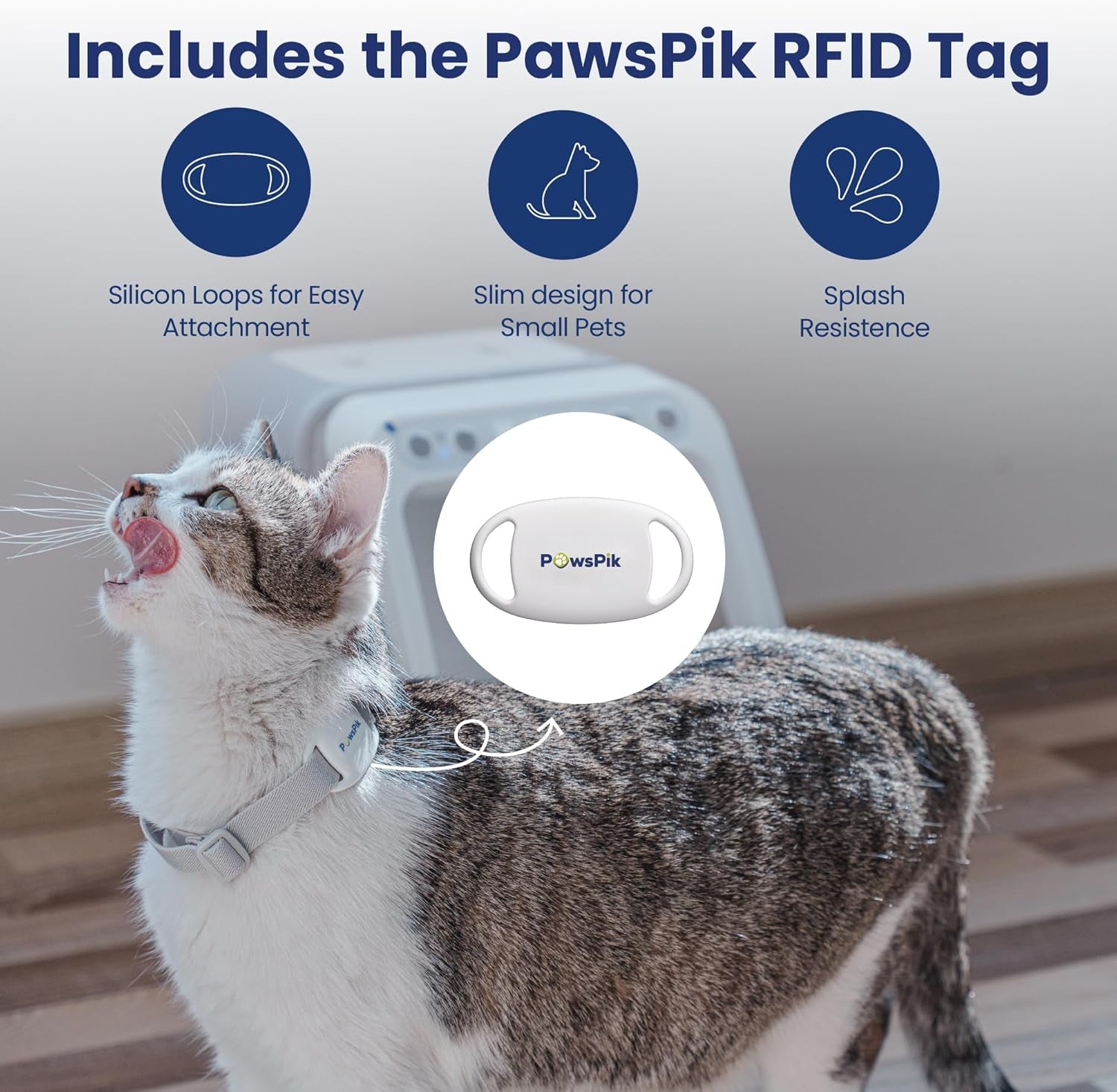 Pawspik Automatic Microchip RFID Cat Feeder,16-Cup, ISO Microchip & Pawspik RFID Tag Compatible, App Control, Portion Control