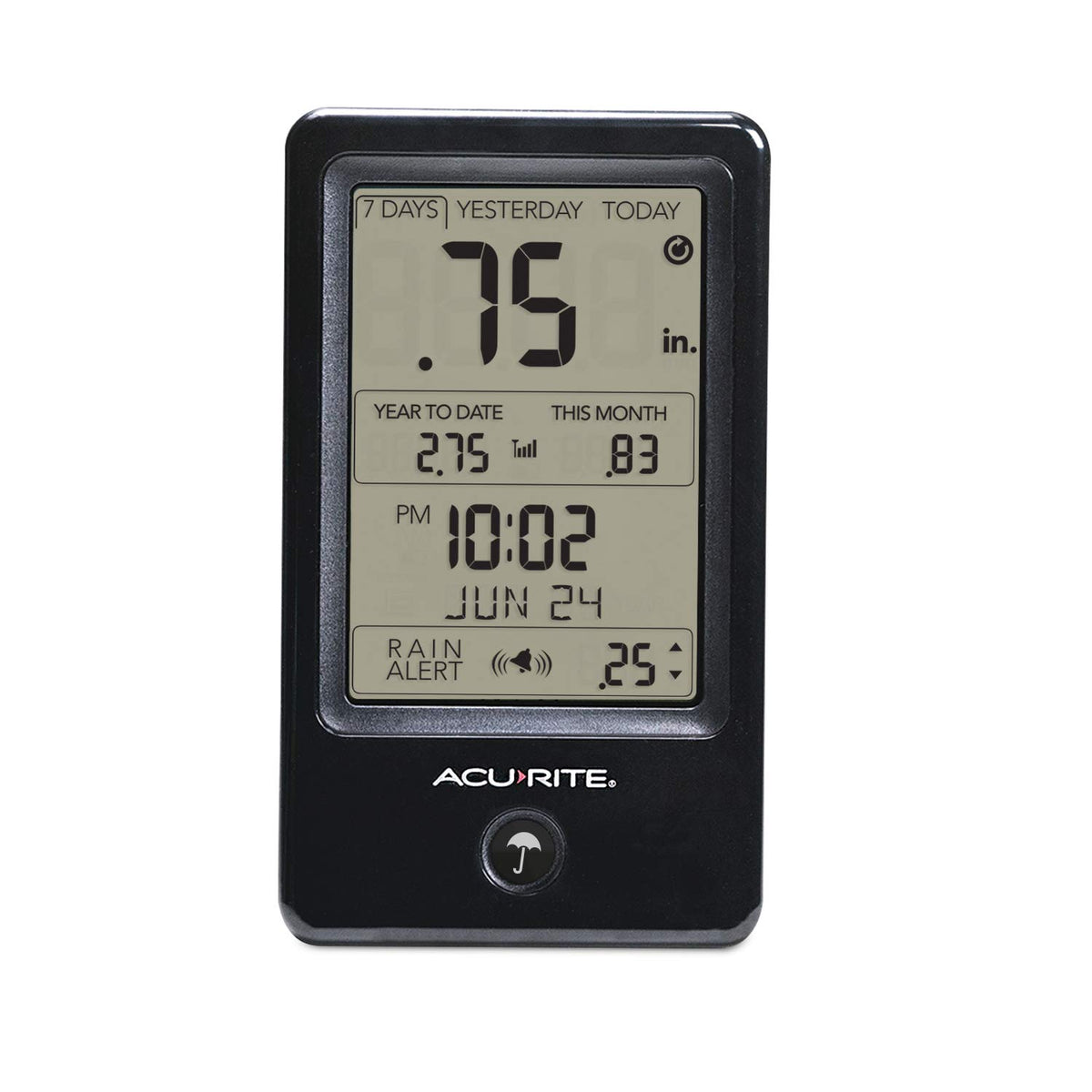 Acurite Wireless Rain Gauge with Self-Emptying Rain Collector with Rainfall History, Alerts, and Current Date and Time (02446M)