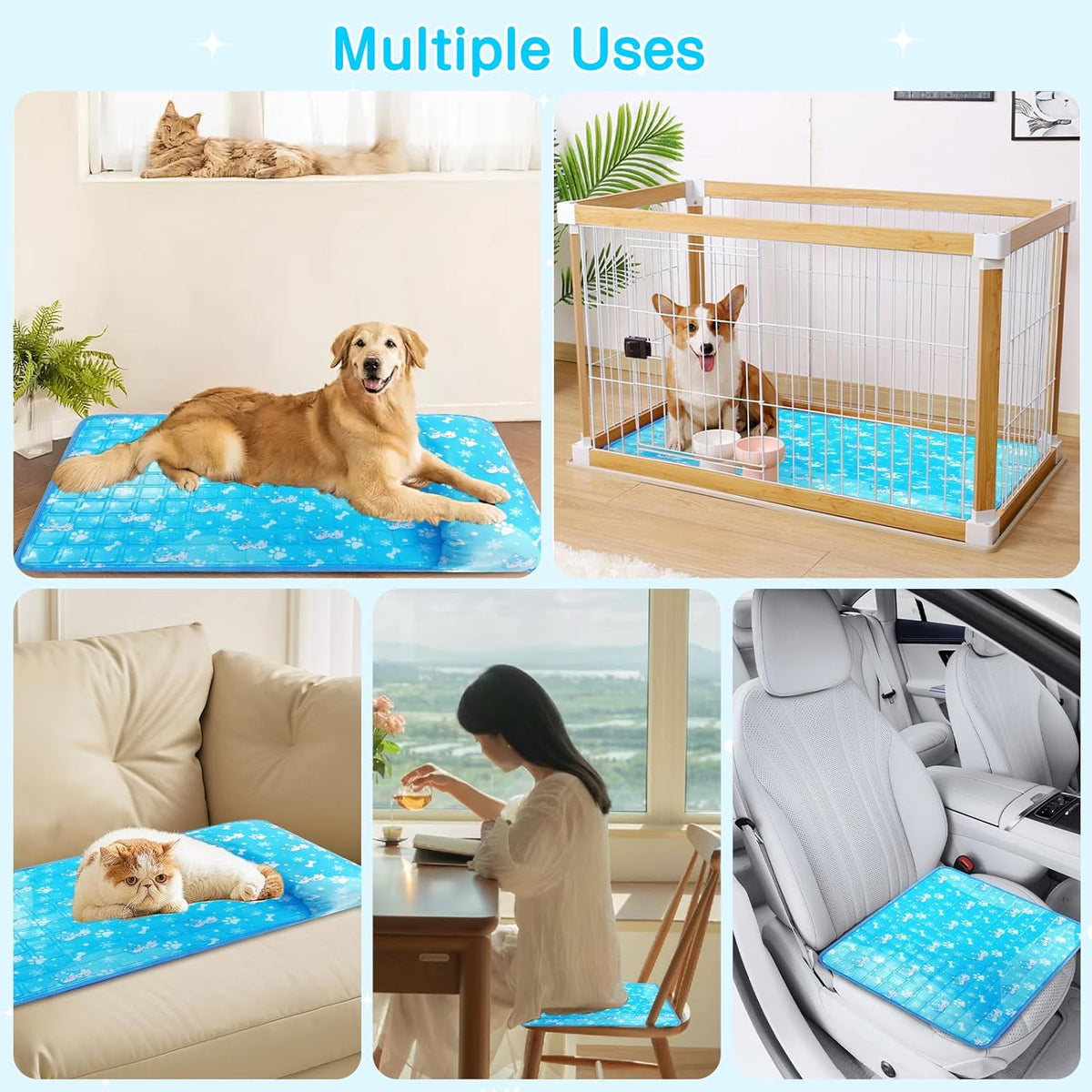 Dog Cooling Mat, Non Toxic Gel Cooling Pad for Small to Large Dog