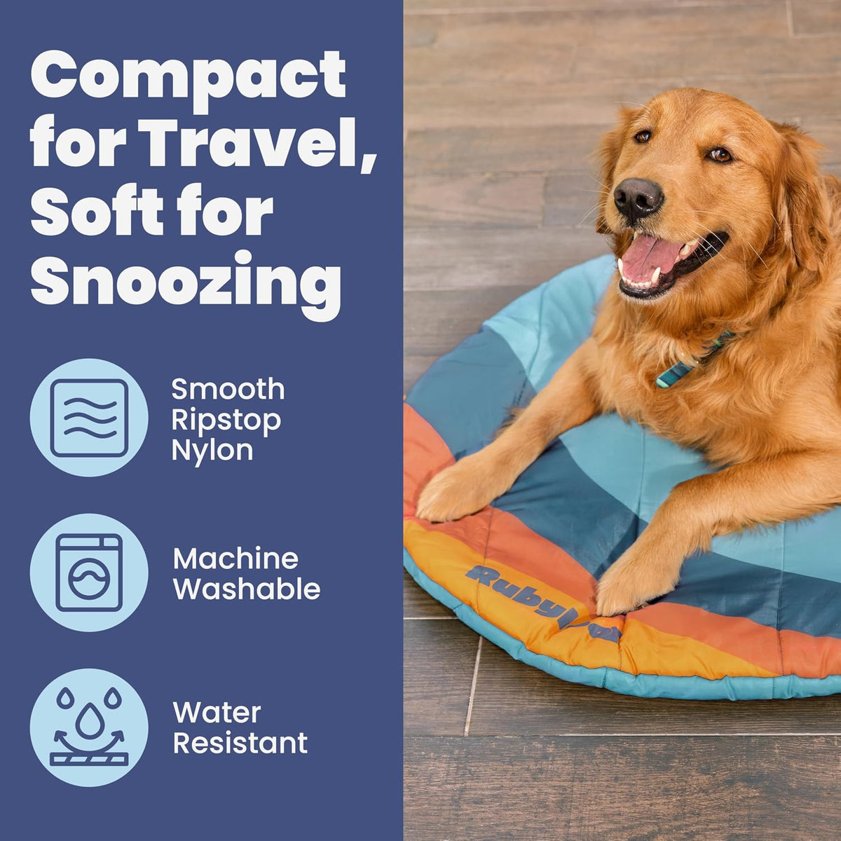 Travel Dog Bed, 42X30In, Foldable & Packable with Carry Bag, Teal