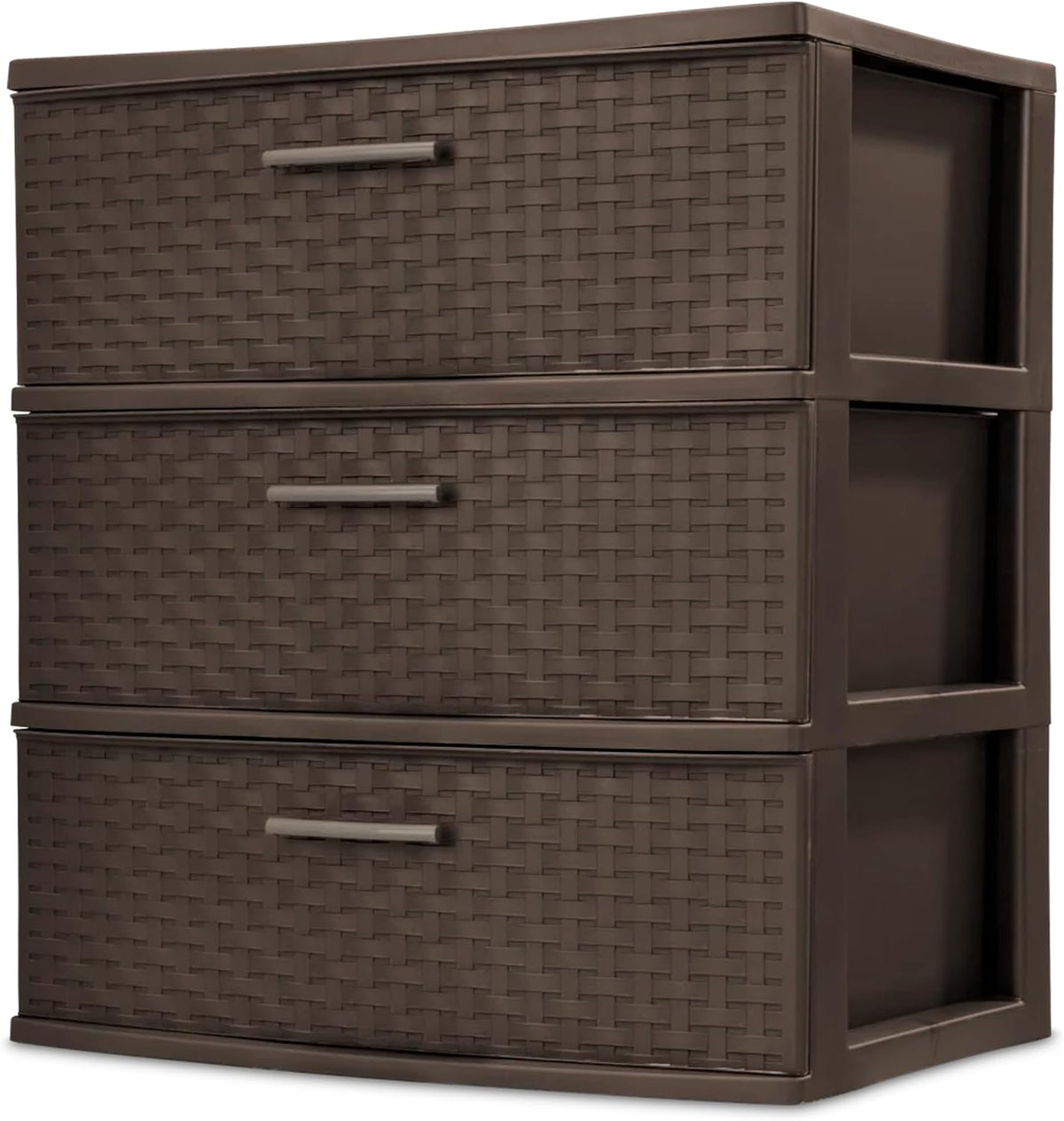 Sterilite Wide 3 Drawer Weave Tower, Home Organizer, Espresso