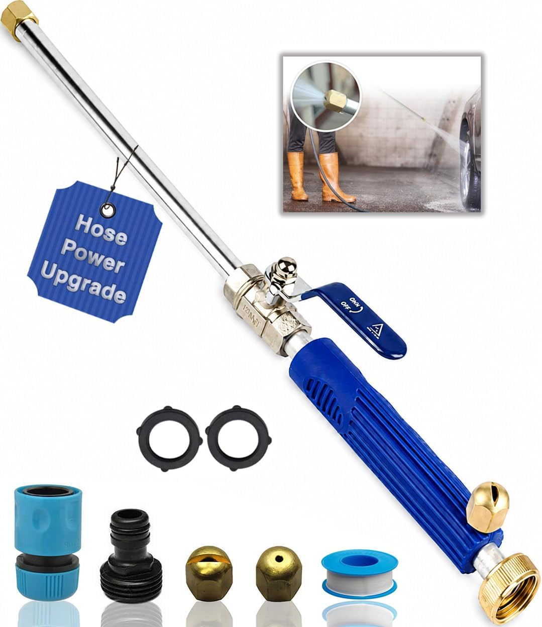 Pressure Washer Hose Attachment, Hydro Jet Wand for Garden Hose