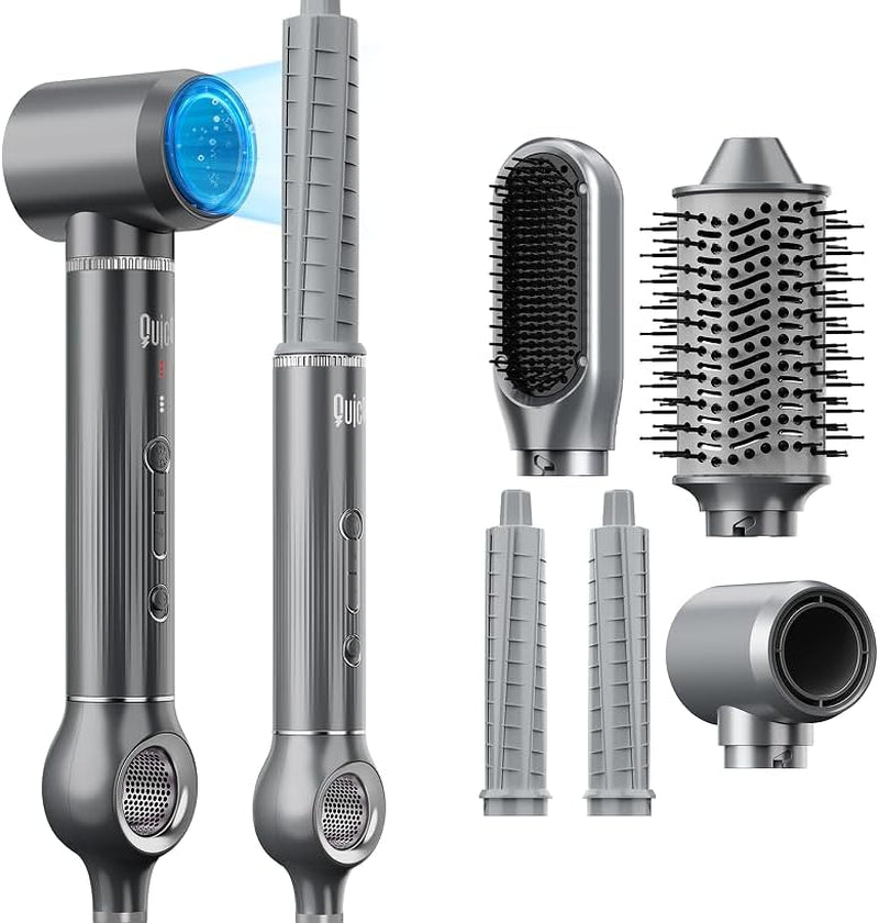 Quico 5 in 1 Blow Dryer Brush Set, Hot Hair Styler with Rotating Curling