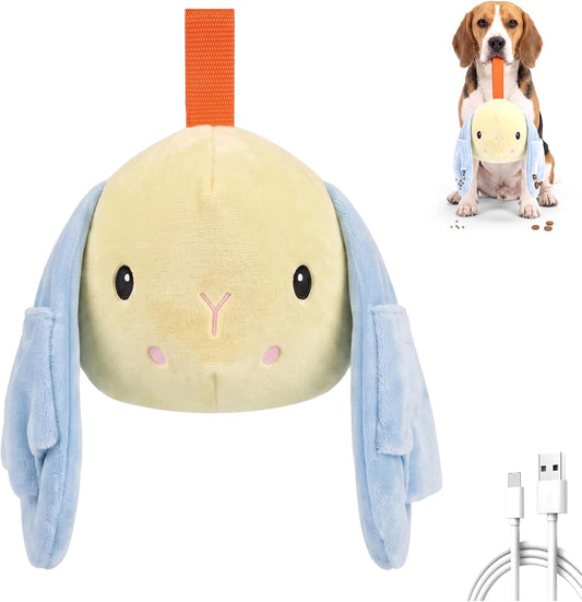 Interactive Automatic Dog Toys - Boredom-Busting Self-Moving Vibrating Plush Bunny with Voice Playback, Treat-Dispensing, Squeaky & Crinkle, Rechargeable, Safe & Washable for Puppies to Large Dogs