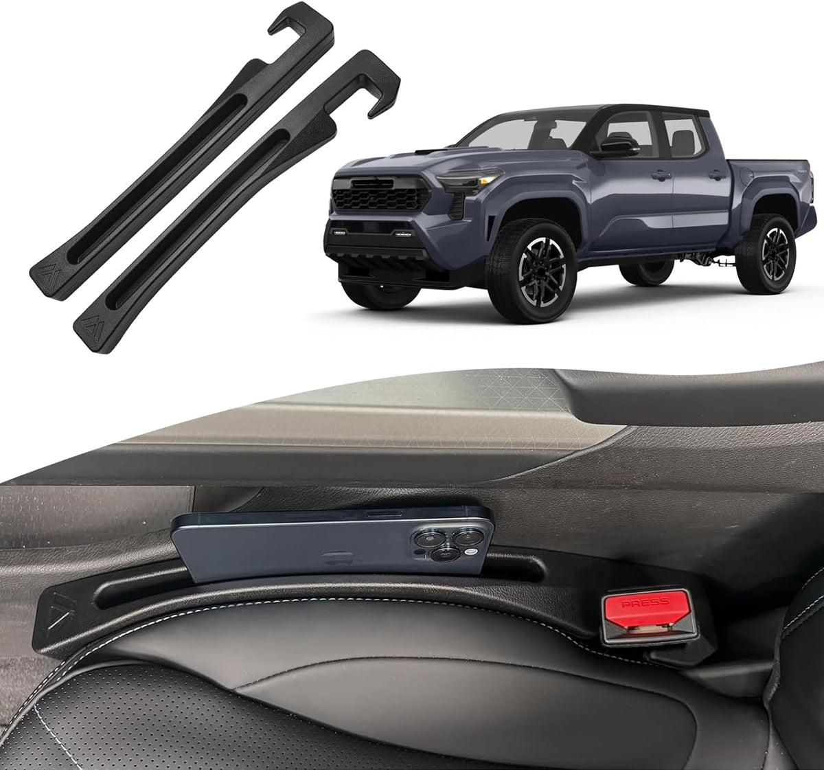 Toyota Tacoma Seat Gap Filler 2024-2027, Car Seat Gap Filler Organizer for Tacoma Stop Things from Dropping Customized Interior Accessories for Toyota Black, 2 Pack