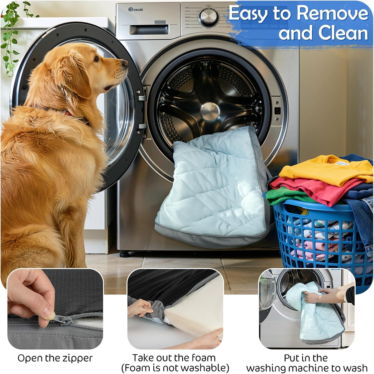 Q-Max>0.4 Cooling Dog Bed, 44" X 32" Cooling Bed for Dog Large, Blue