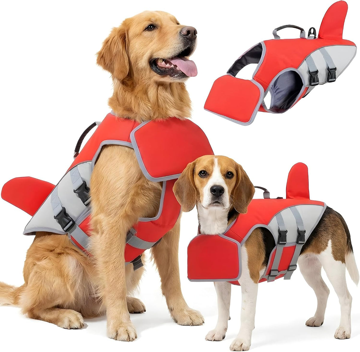 Large Dog Life Vest High Buoyancy Swim Jacket with Removable Chin Float