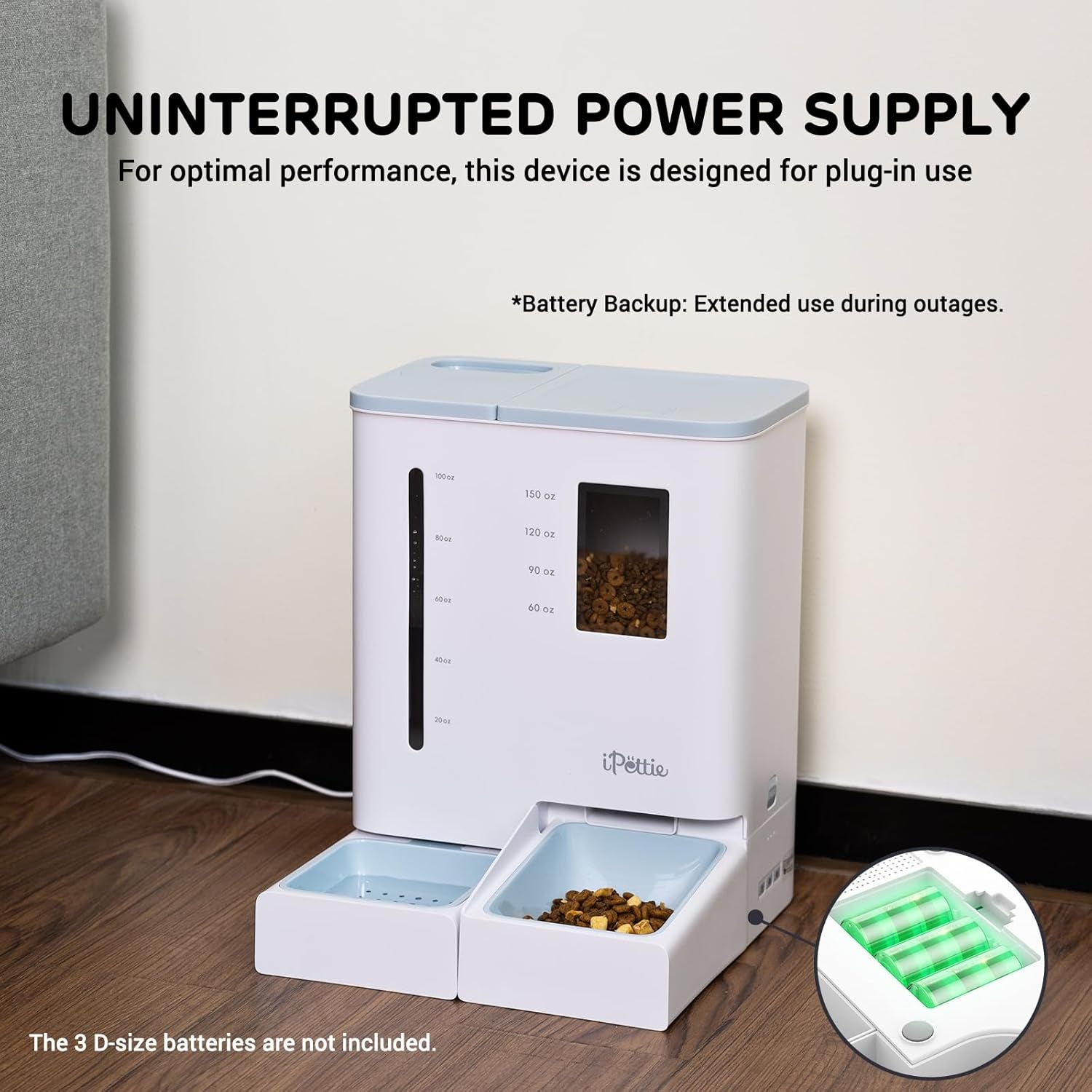 Ipettie FW54 5G/2.4Ghz Wifi Automatic Feeder and Waterer 2-In-1 Set for Pets, 300 Oz Large Capacity for 2 Weeks, Perfect for Working Parents