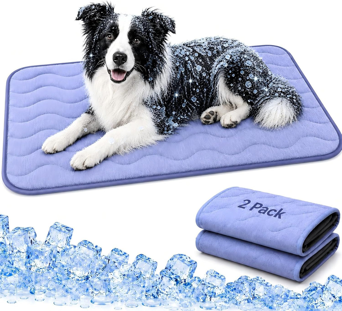 2 Pack Dog Cooling Mats, 36 X 25 in Q-Max 0.5+ Self-Cooling Pet Pads