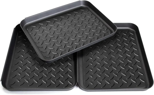 Boot Tray for Entryway,Pet Food Mat Tray,13.7*10.6*1.2 Inch 3 Packs,Plastic Boot Mat Tray W/Lip,Dog Water Mat-Rubber Shoe Mat-Trash Can Mat-Wet Shoe Mats-Pet Food Tray-Suitable for Indoor and Outdoor
