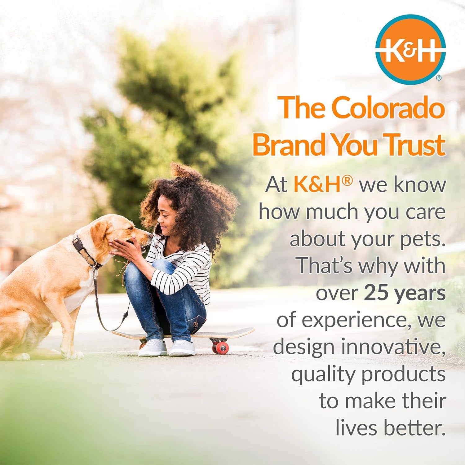 K&H Outdoor Elevated Dog Bed - Cooling Raised Dog Bed for Medium & Large Pets, Breathable Mesh Hammock Design, Indoor/Outdoor Washable Cover, Portable Metal Frame, Tan, Large 42X30In