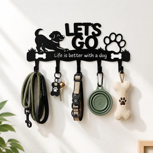 ZOOYOO Dog Leash Holder for Wall, Metal Key Hanger Wall Mount with 5 Hooks