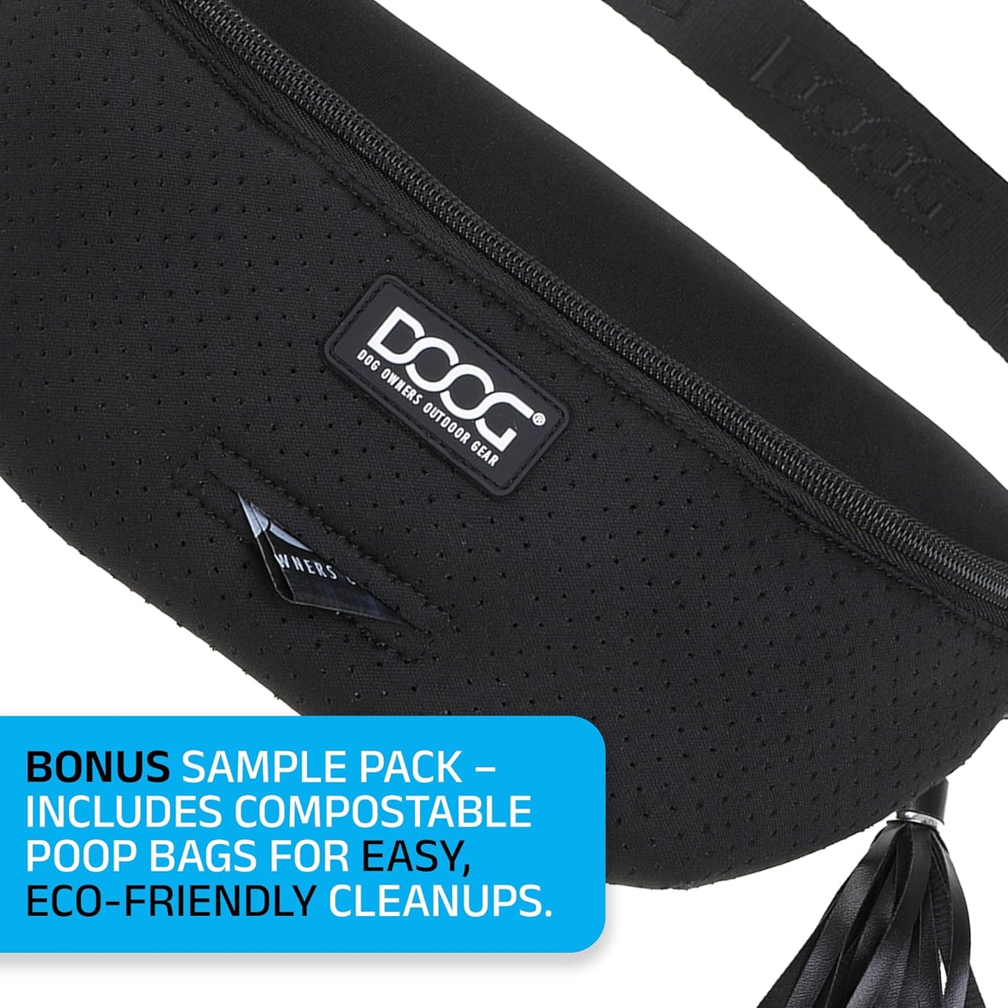 DOOG Neosport Dog Walking Fanny Pack - Waterproof Treat Pouch & Waste Bag Holder - Hands-Free Belt Bag for Training, Hiking & Outdoor Adventures - Black
