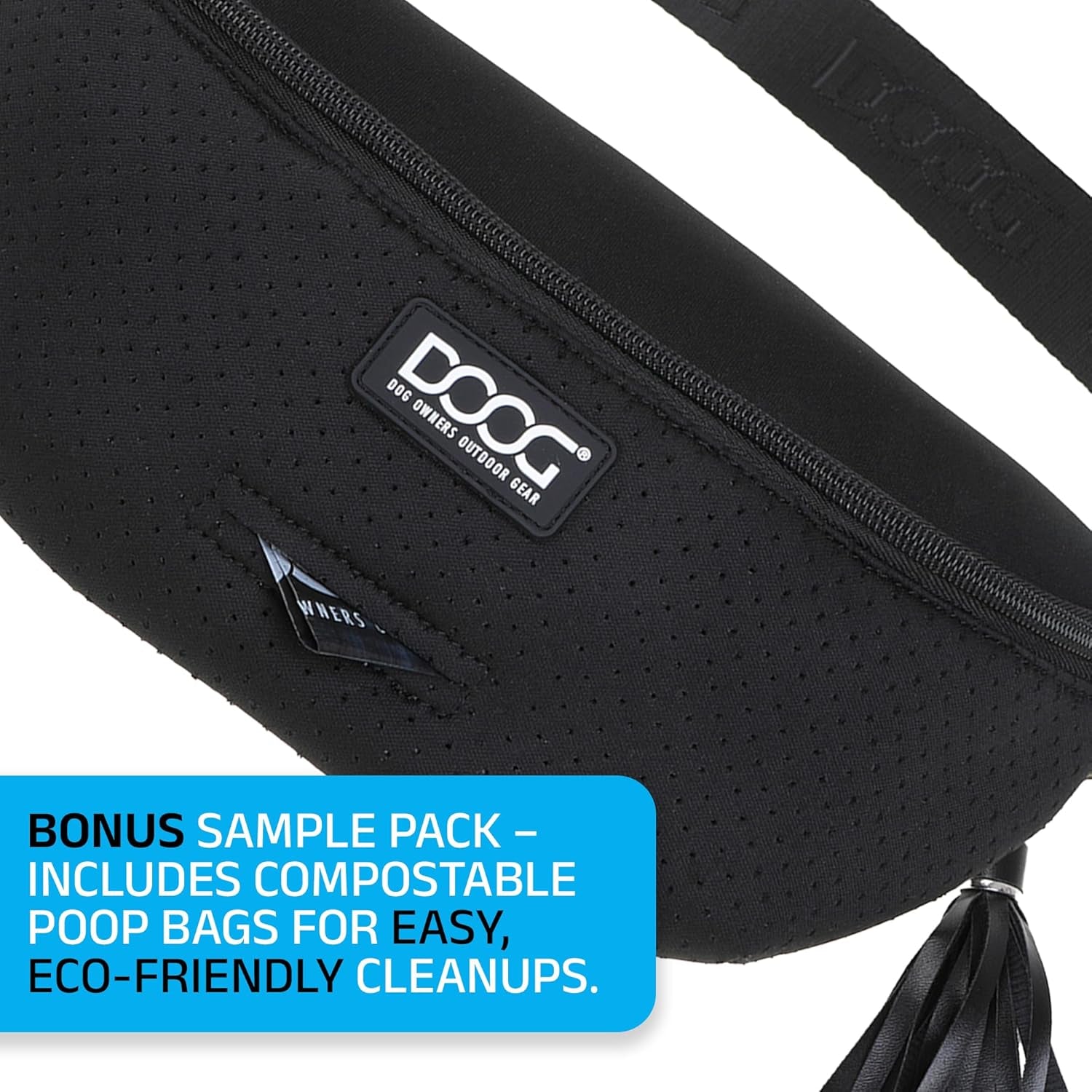 DOOG Neosport Dog Walking Fanny Pack - Waterproof Treat Pouch & Waste Bag Holder - Hands-Free Belt Bag for Training, Hiking & Outdoor Adventures - Black