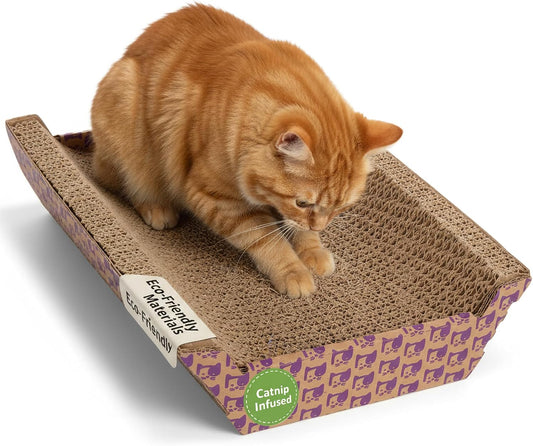 Smartykat Super Scratcher Chaise Corrugated Cat Scratcher, Catnip Infusion Technology - Brown, One Size