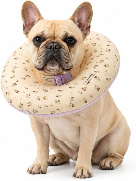 Deep Soft Recovery Collar for Dogs & Cats, Cotton Alternative to E-Collar, Adjustable Lightweight Pet Cone, Anti-Lick for Surgery & Wounds, Medium (Neck 10"-13.5"),Flower Pattern