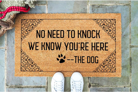 Funny Coir Doormat 18" X 30" Heavy Duty Outdoor Entrance Mat Front Door Porch Patio Housewarming Gift (No Need to Knock We Know You'Re Here)
