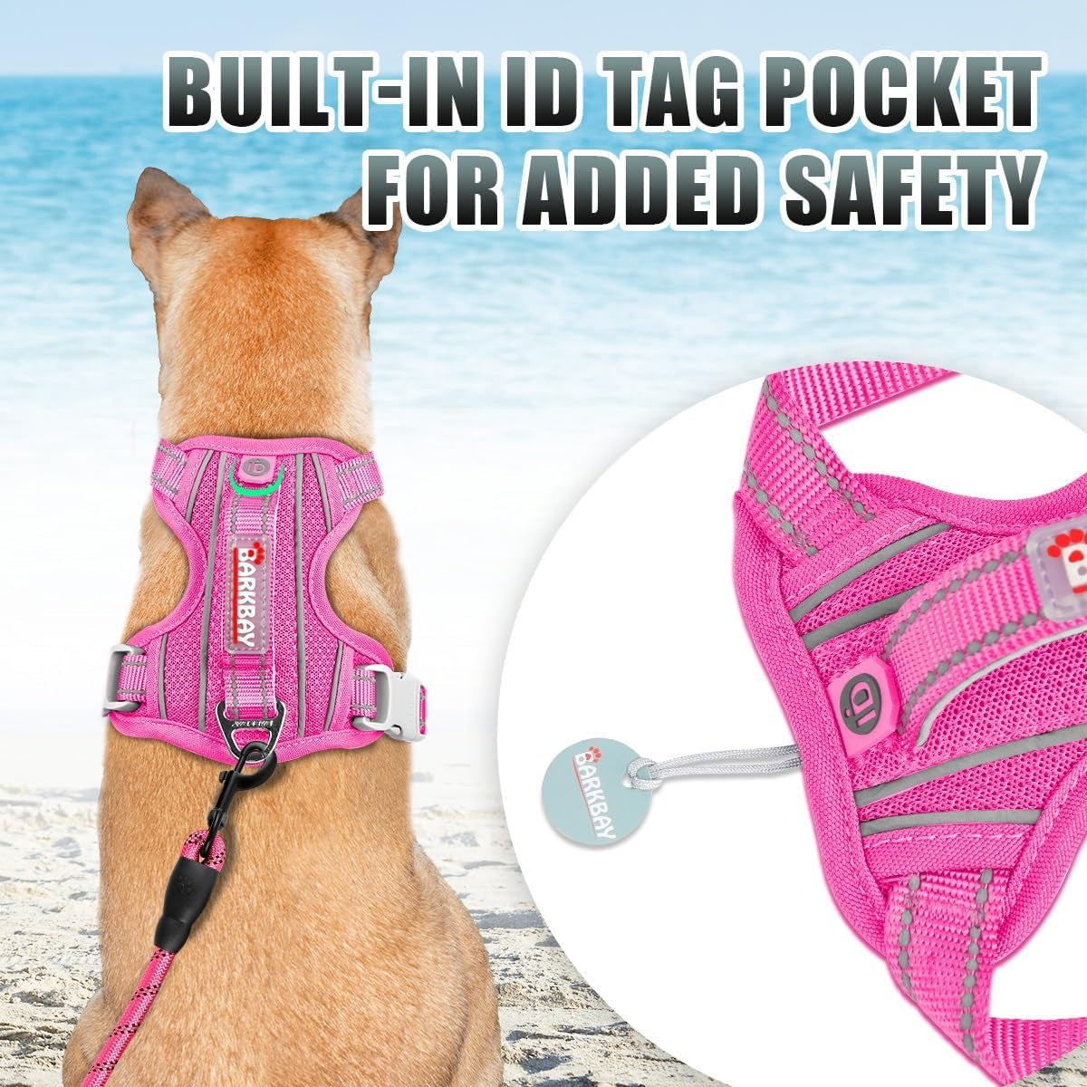 BARKBAY Dog Harness for Large Dogs No Pull Dog Vest ID Tag Pocket