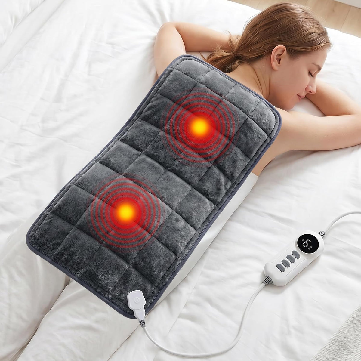 Weighted Heating Pad with Massaging Vibrations, FSA Vibrating Heating Pad