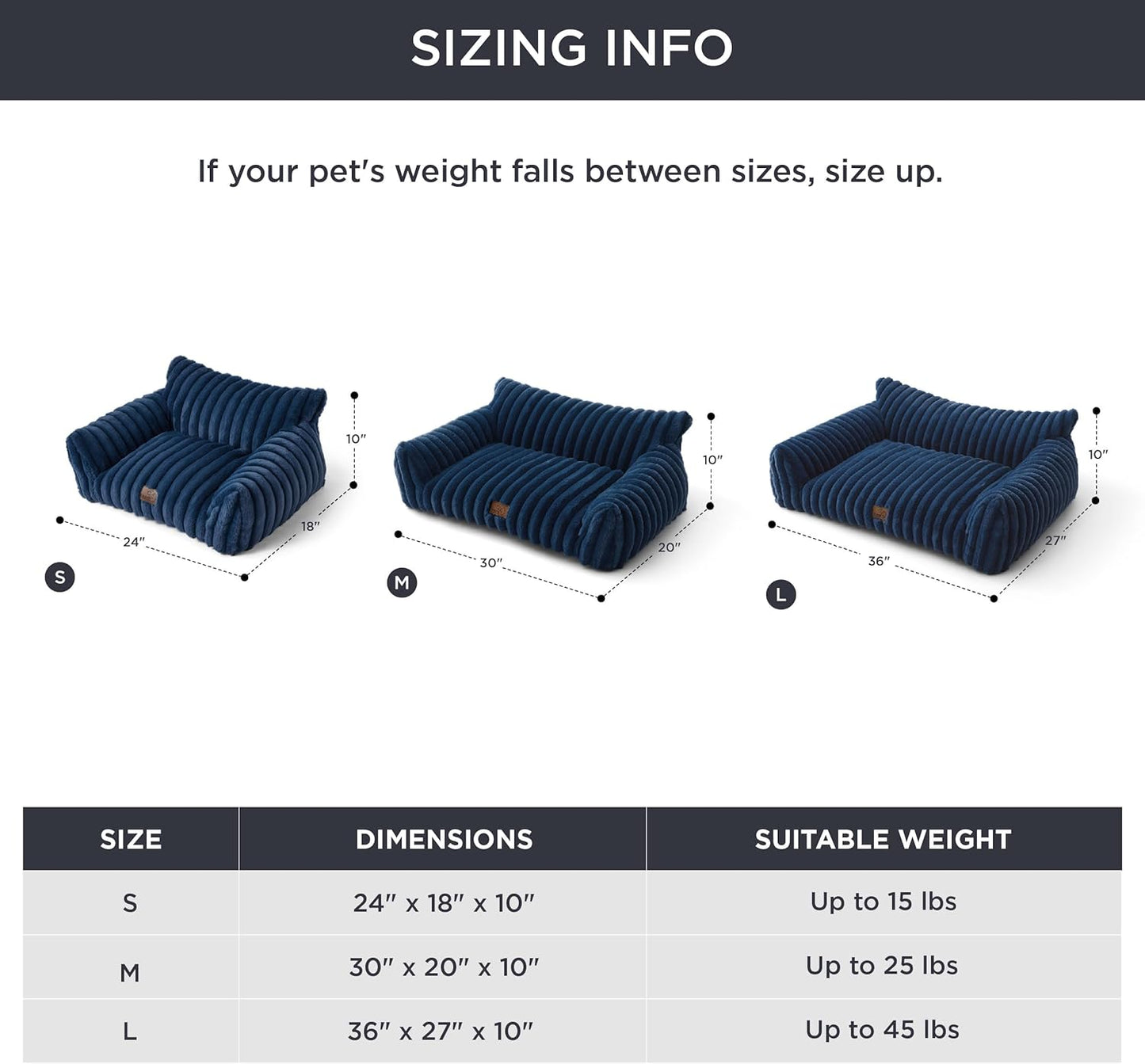 Bedsure Comfyfleece™ Cute Dog Couch for Medium Dogs - as Seen on TV on Good Day New York, Dog Couch Bed with Removable, Washable Cover, Supportive Pet Sofa, for Medium Large Dogs, 36Inch, Night Blue