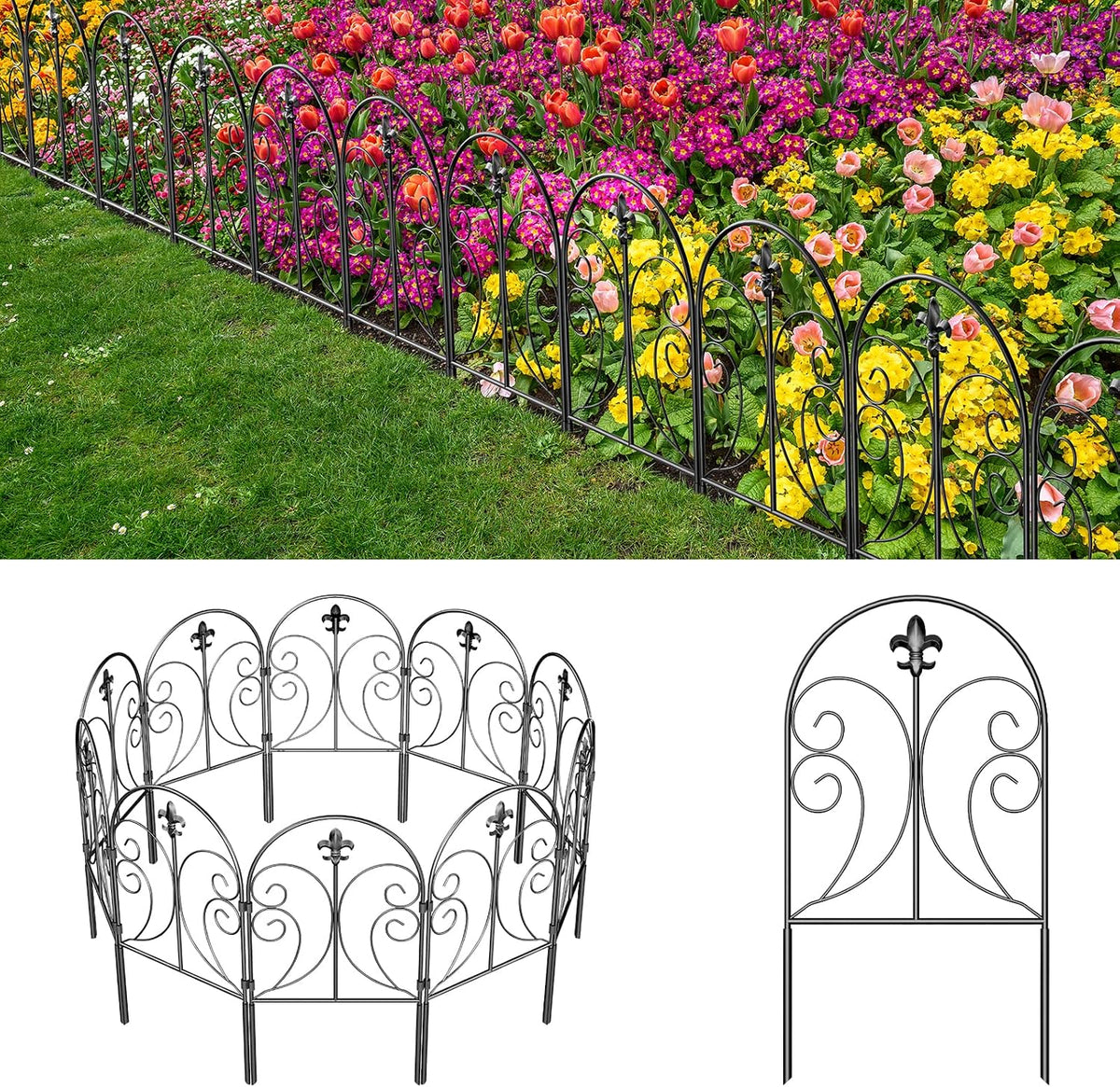 Decorative Garden Fence 10 Pack, Total 24In(H)X10Ft(L) Animal Barrier Fence