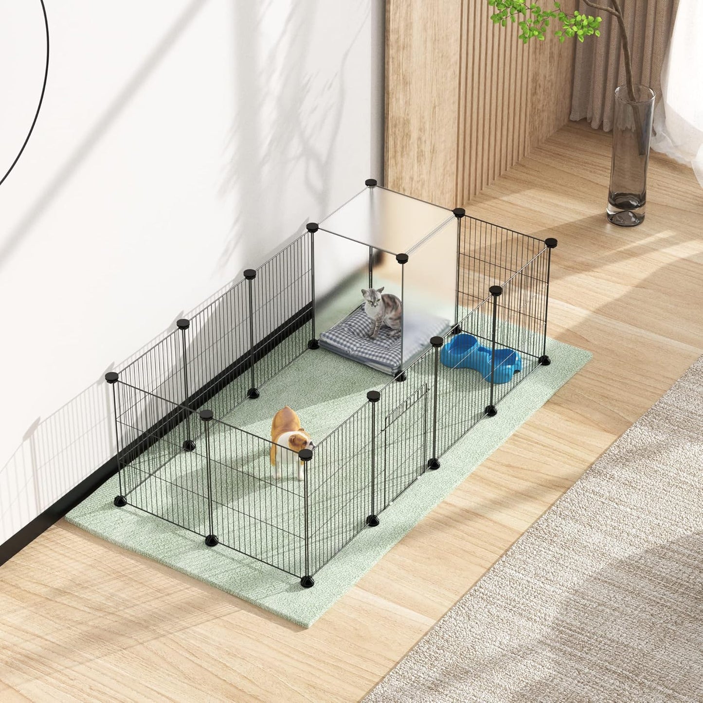 HOMIDEC Pet Playpen,Small Animals Cage DIY Wire Portable Yard Fence with Door for Indoor/Outdoor Use,Puppies,Kitties,Bunny,Turtle 48" X 24" X 16"