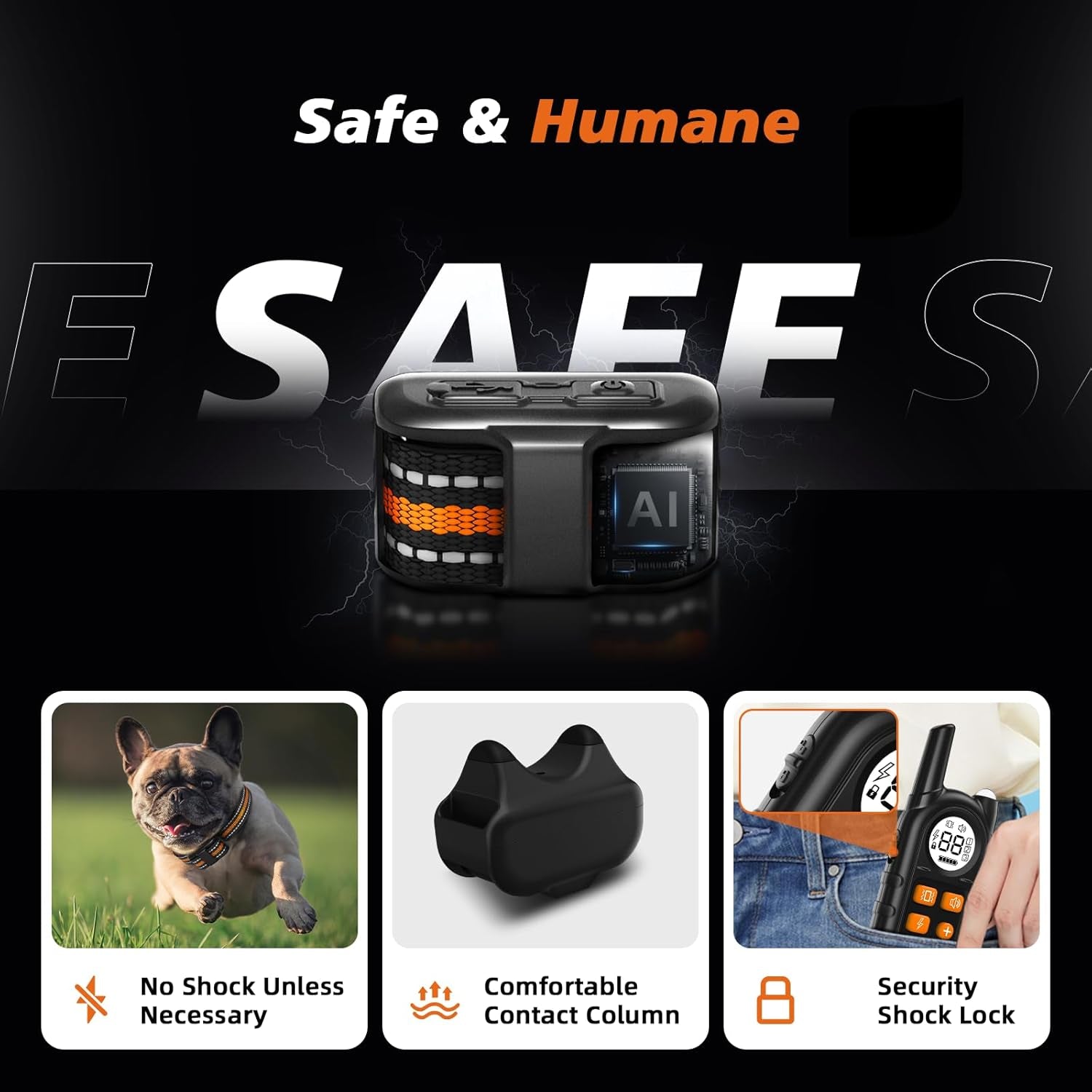 Ultra Compact Dog Shock Collar, Lightest Dog Training Collar with Remote for Small Dogs 5-30Lbs & Medium Dogs/Puppies, Waterproof, Rechargeable, 1300Ft Range(Orange&Small)