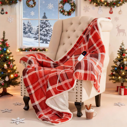 Snuglife Heated Throw Blanket 50"X60", 6 Heat Levels 4H Auto Off, Red