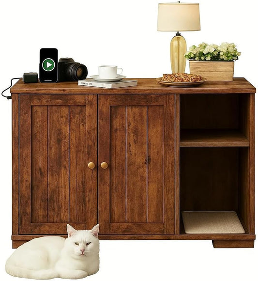 IDEALHOUSE Cat Litter Box Enclosure, Large Cat House