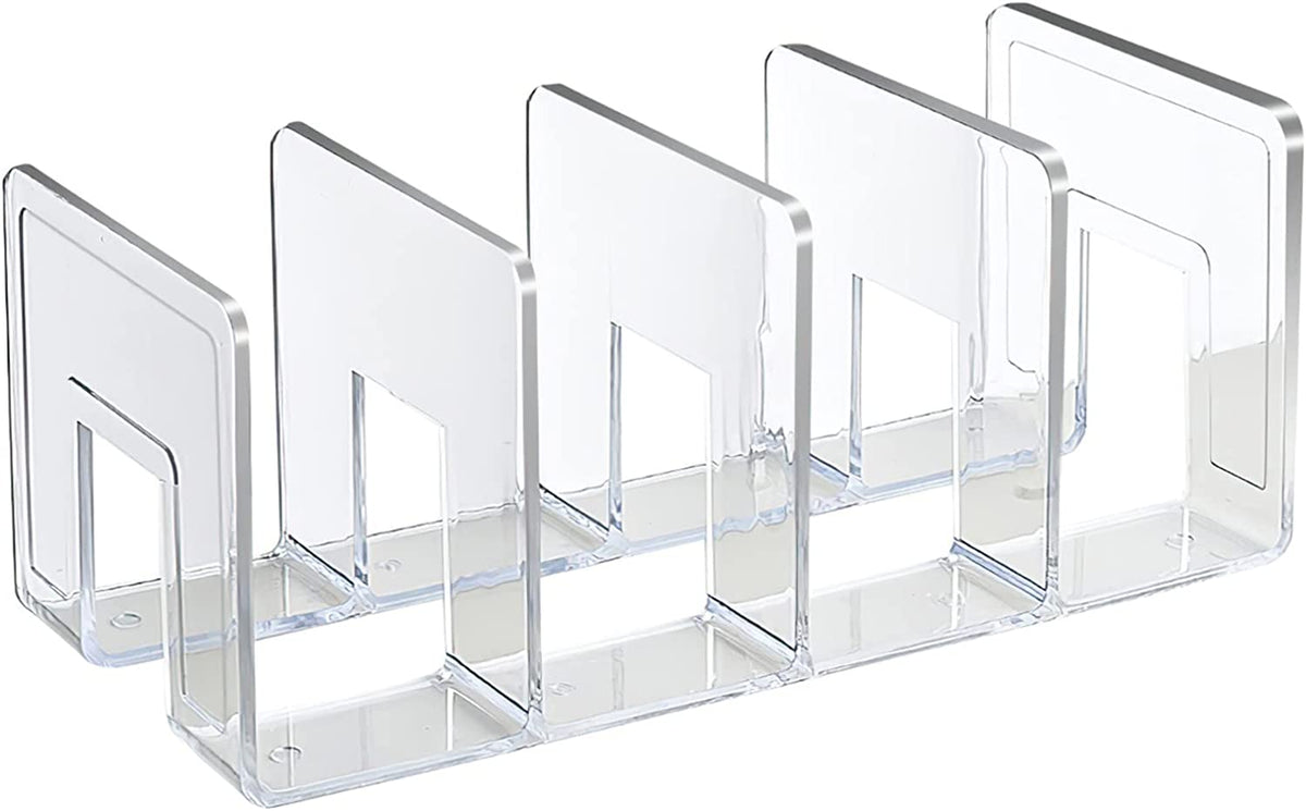 SAYEEC Acrylic File Sorter, Clear File Holder Acrylic Desk Organizer, Sturdy Desktop Files Organizer Files Folder Holder Rack for Envelopes Mail Letter Paper Notebook Electronics (4 Sections, 1 Pack)