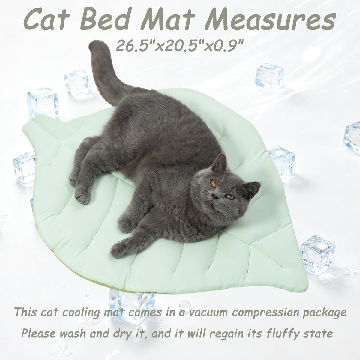Cat Cooling Mat Cat Leaf Bed Mat Comfortable Soft Fabric Breathable Cozy for All Seasons 26.5"X20.5" Ideal for Cats Small Pets