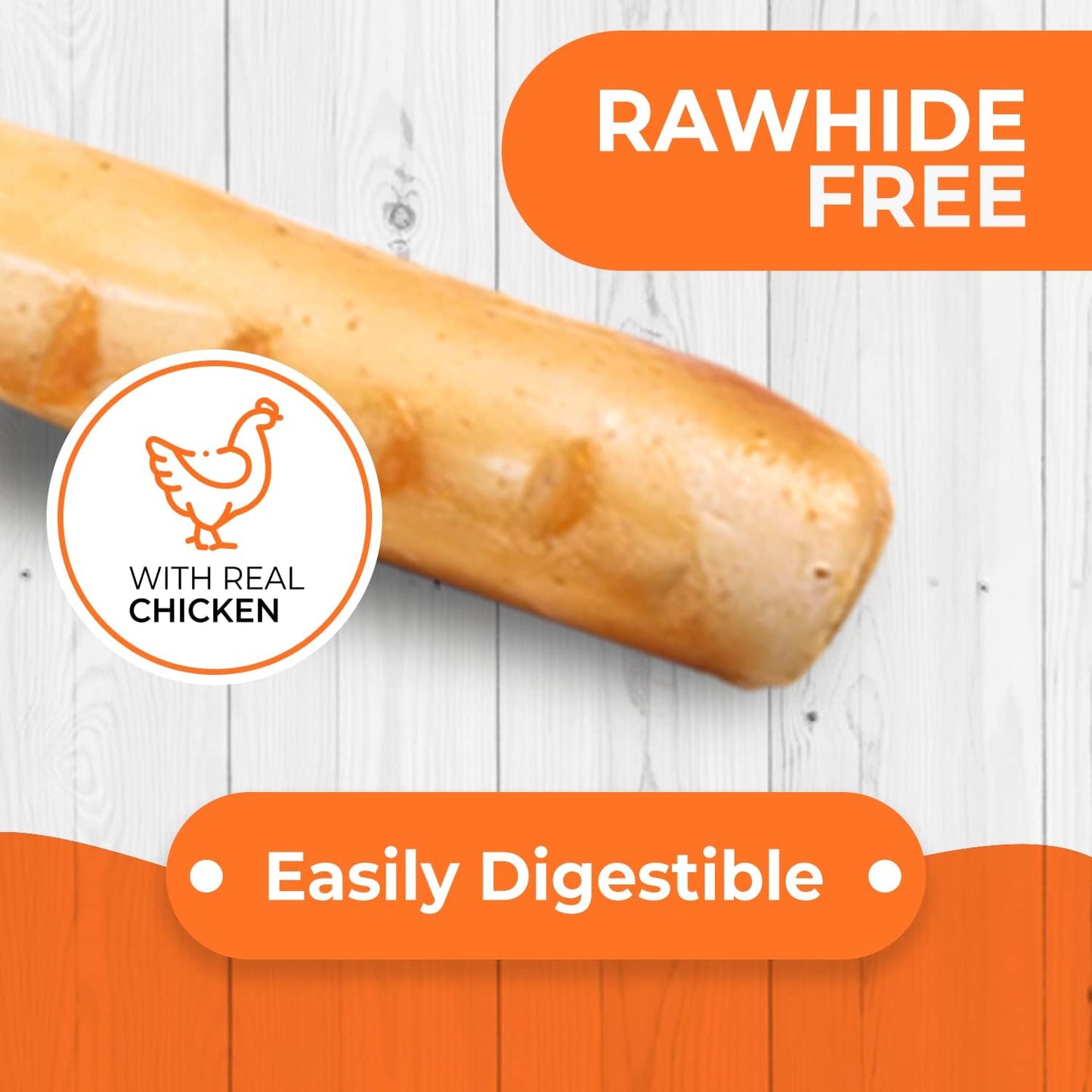 Canine Naturals Chicken Recipe Chew - Rawhide Free Dog Treats - Made from USA Raised Chicken - All-Natural and Easily Digestible - 5 Pack of 7 Inch Large Rolls for Dogs 50-75Lb