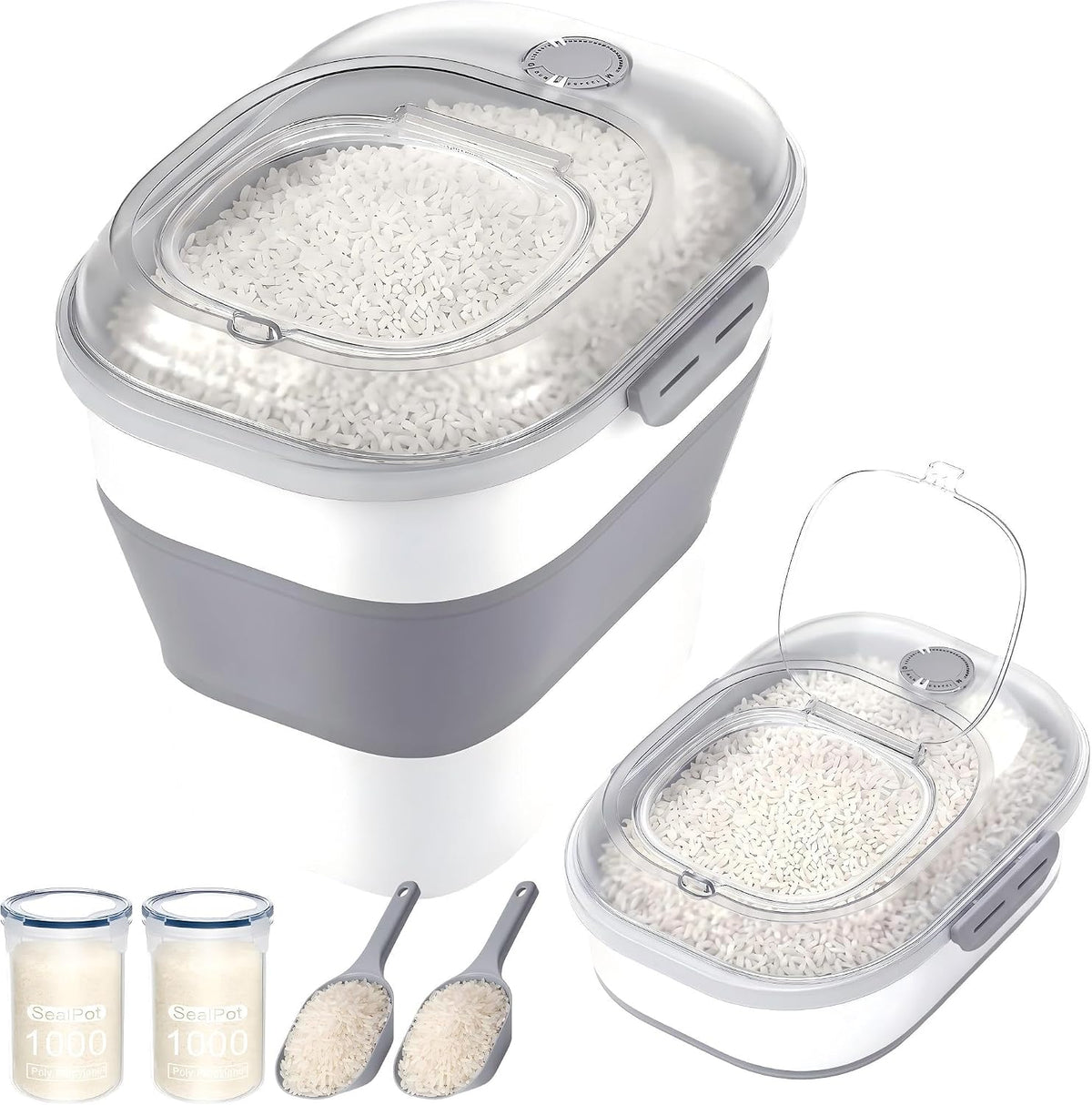 50 Lbs Rice Storage Container, Collapsible Pet Food Container