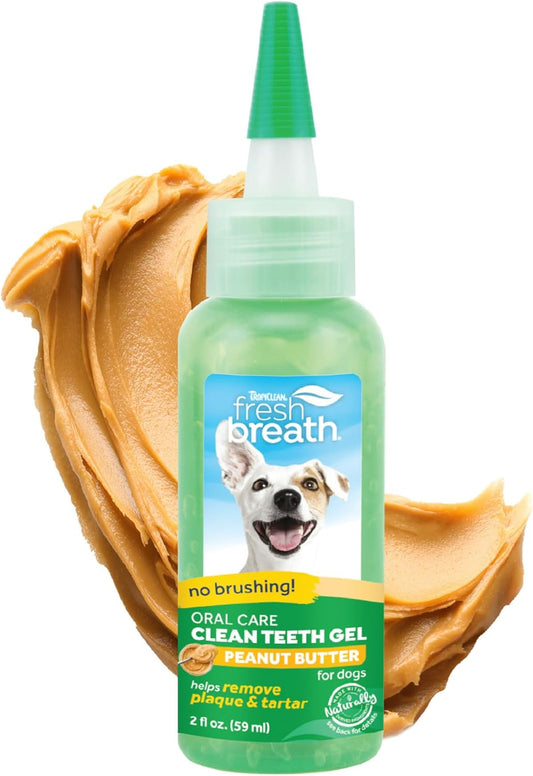 Tropiclean Fresh Breath Dog Toothpaste for Teeth Cleaning, Breath Freshener, Easy Plaque & Tartar Remover Gel, No Toothbrush Needed, Peanut Butter, 2Oz.