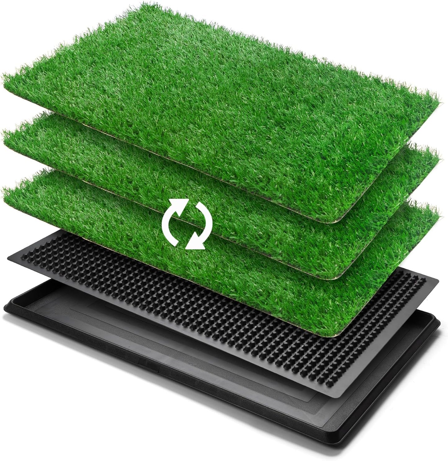COZIWOW Fake Grass Pee Pad for Dogs, 25" X 20" Indoor Grass Potty for Dogs, Reusable Dog Pet Loo with Tray & Extra 2 PCS 23" X 18" Artificial Grass Training Pads, Portable Dog Litter Box Outdoor