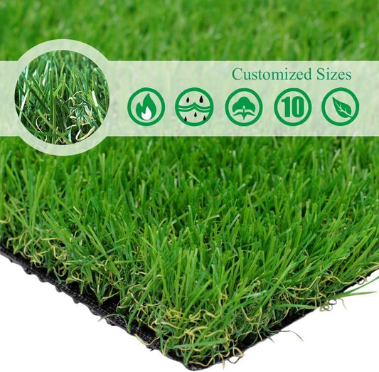 Petgrow 1.38Inch Realistic Artificial Grass Turf-5Ftx10Ft,Custom Size
