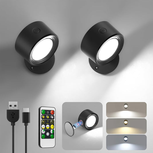 Racokky LED Wall Mounted Lights with Remote, Rechargeable Wall Sconces