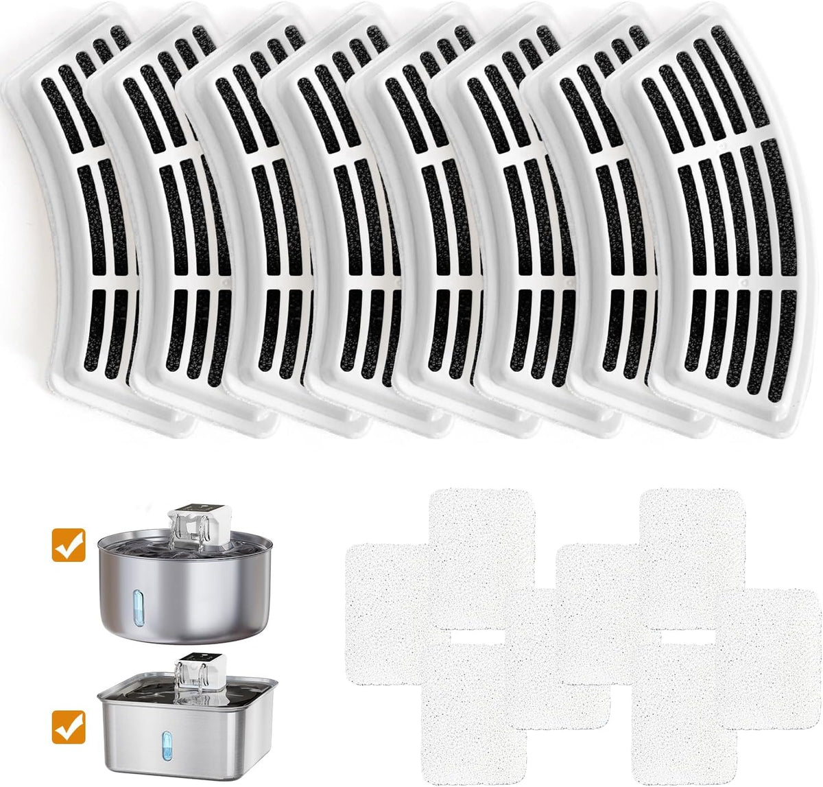 Wireless Dog Water Fountain - Dog Water Bowl Dispenser, 7L/236Oz Large Capacity Stainless Steel Cat Fountain with Motion Sensor, Auto Water Dispenser for Multi-Pet Home (8 Filters+8 Sponges)