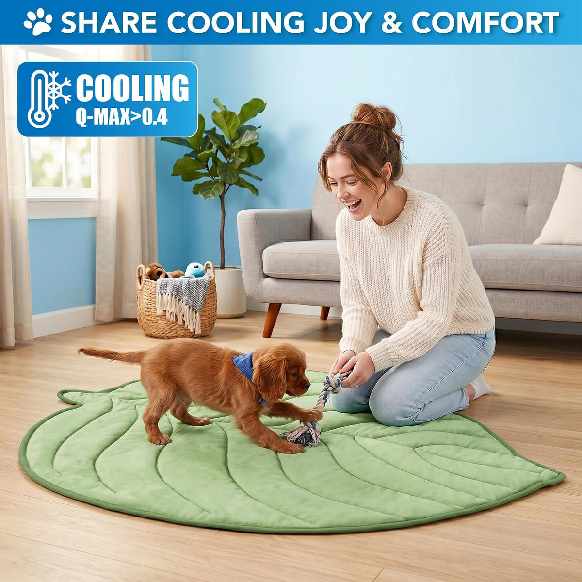 Petami Dog Cooling Mat Reversible Fleece Blanket for Pet Cat, S 32X39 Green