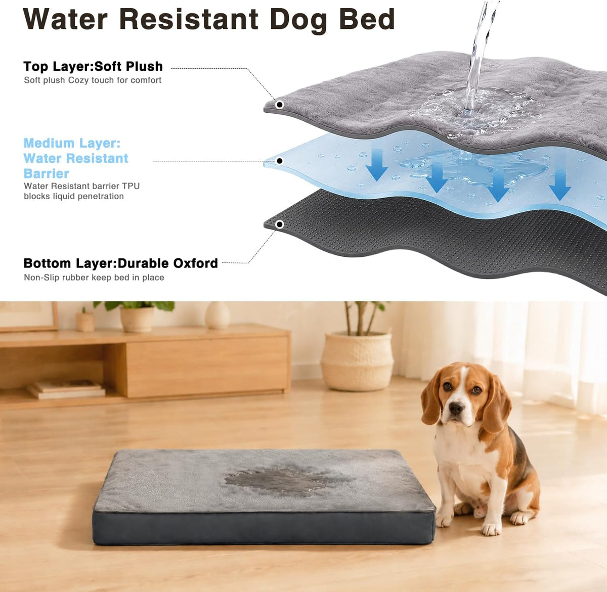 NUPIDA Large Plush Dog Bed for Crate with Washable Cover, 35X22, Grey
