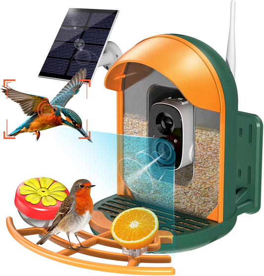 Smart Bird Feeder with Camera, Solar Powered, 2K HD, Night Vision