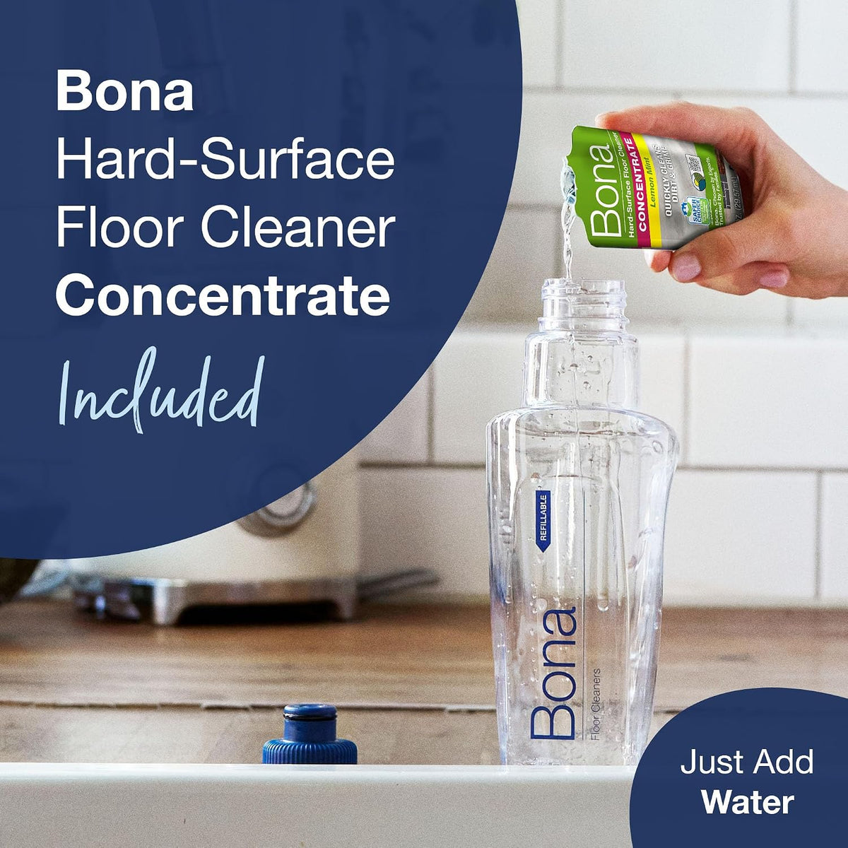 Bona Spray Mop Air - Includes Multi-Surface Floor Cleaner Concentrate and Microfiber Pad - Lemon Mint Scent - Lightweight & Compact Mop