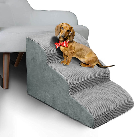 MEJYJEM 3 Steps High Density Foam Dog Stairs Ramps,Non-Slip Pet Steps for Older Dogs,Pet with Joint Pain, Sofa Bed Ladder for Cats