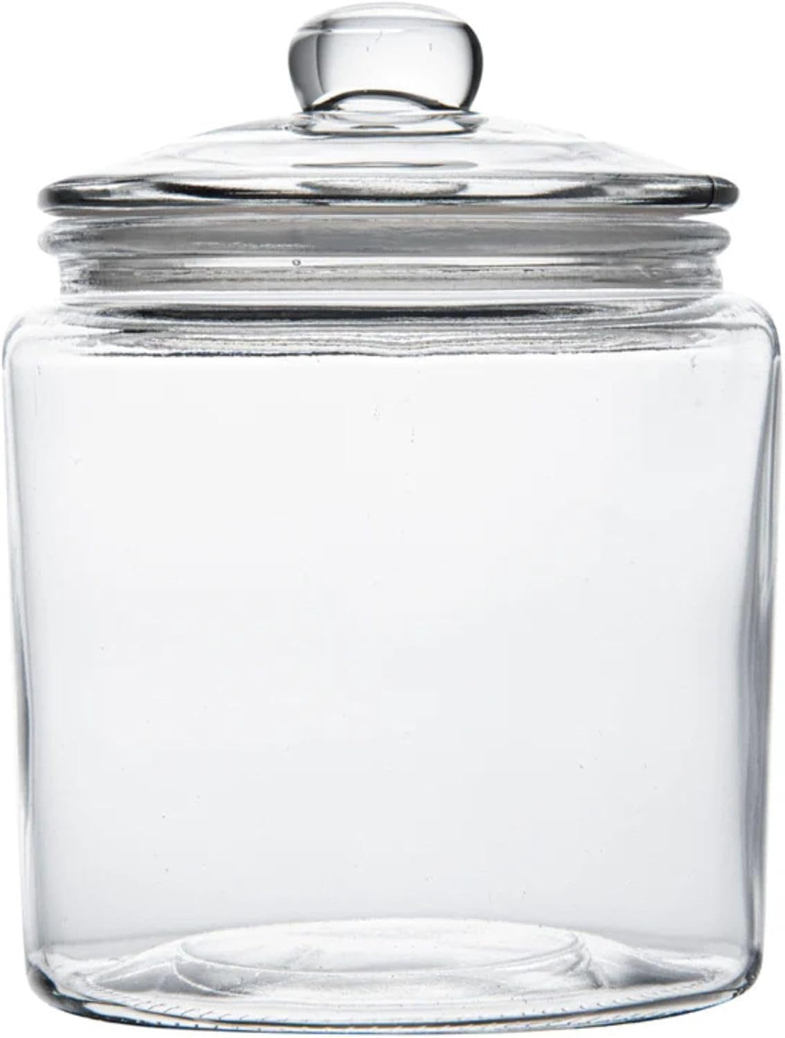 Restaurantware Glass Food Storage Containers - 1 Piece 0.23 Gallon Airtight Glass Jars - Apothecary Canisters with Ergonomic Grip - Clear Glass Jars for Pantry or Bathroom Storage